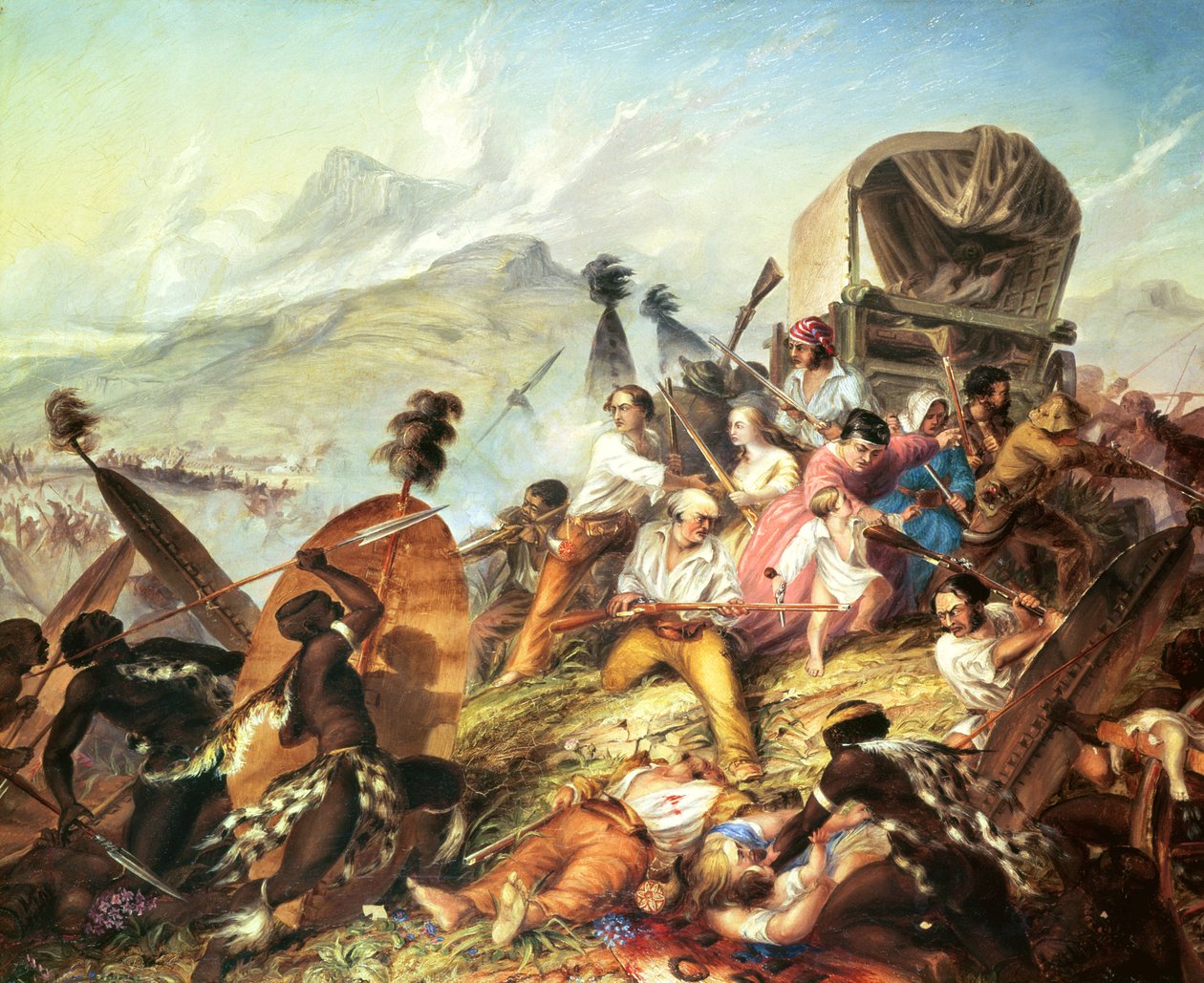 A Batalha de Blauwkrantz, 1838 de Thomas Baines