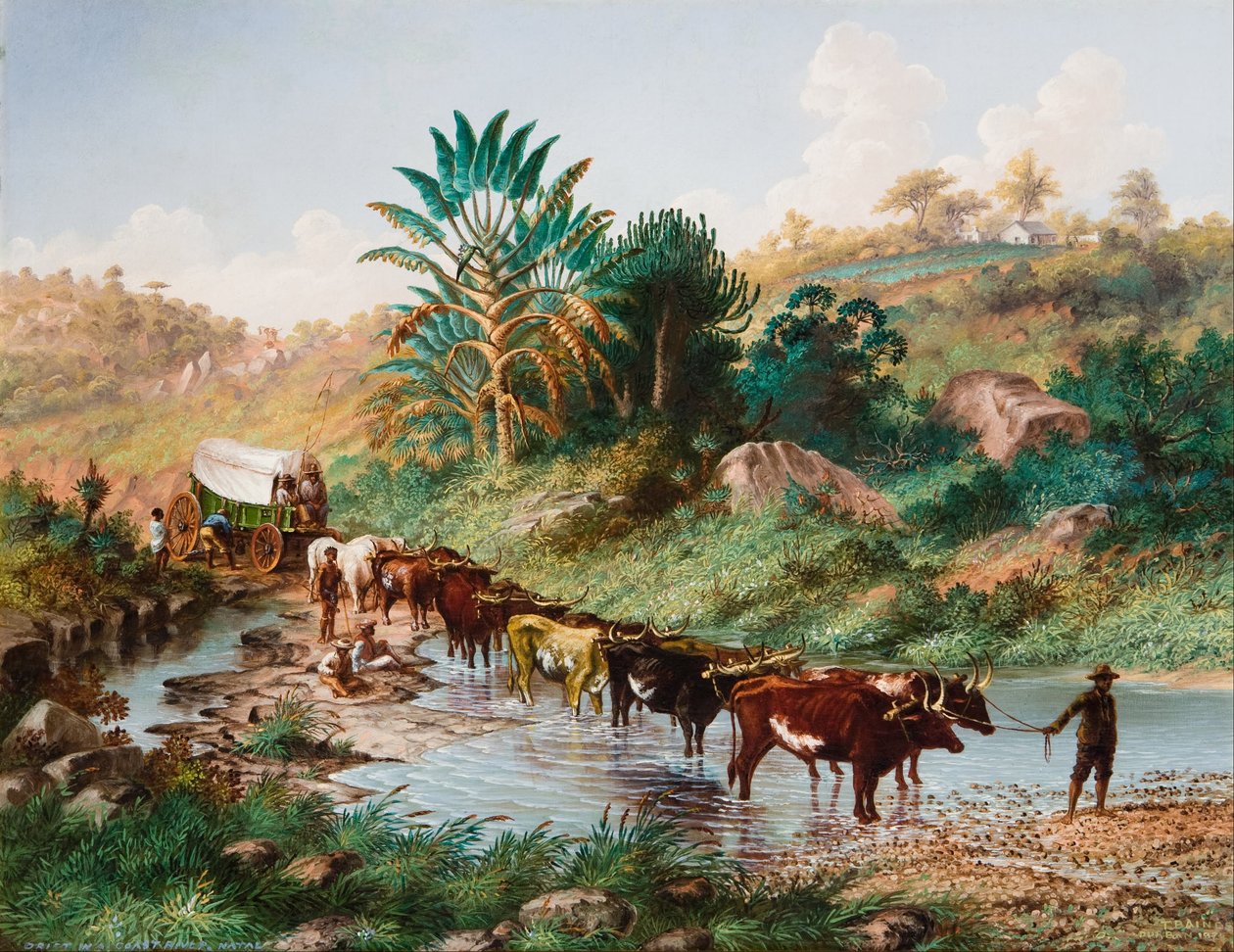 Vagão atravessando uma deriva de Thomas Baines