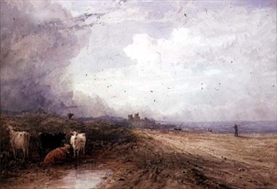 Paisagem, com gado, do século XIX de Thomas Baker
