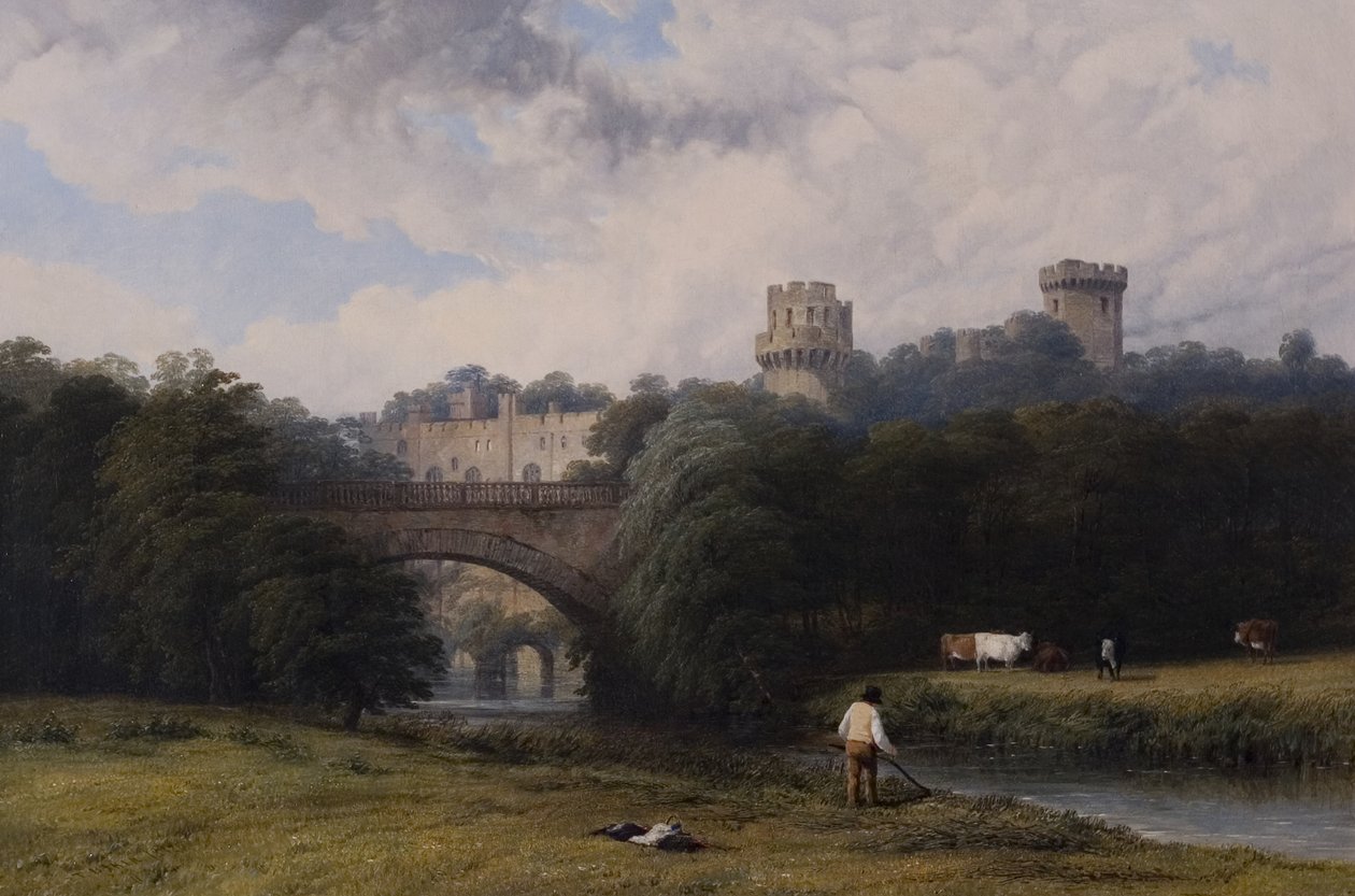 Castelo de Warwick, do rio, 1842 de Thomas Baker
