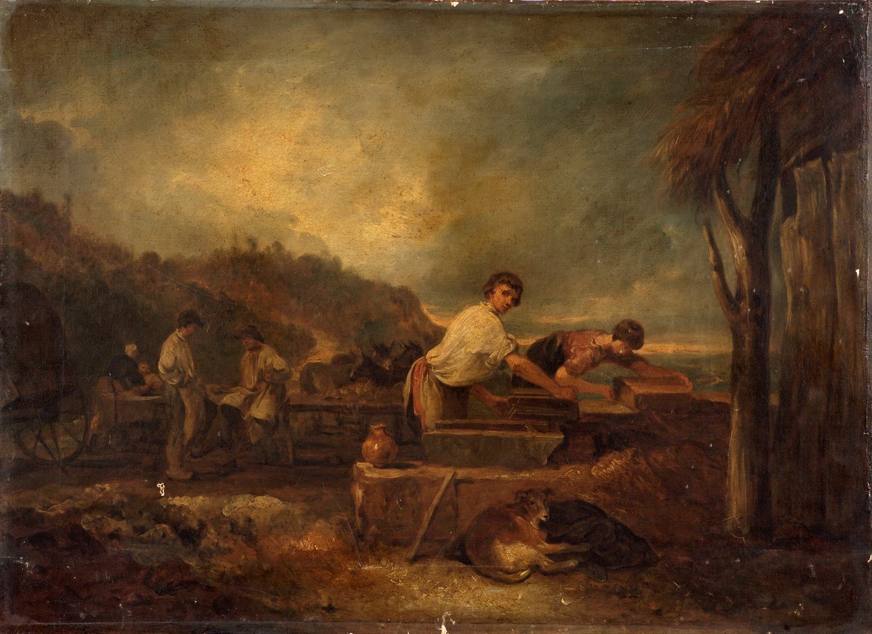 Paisagem com maçons no trabalho de Thomas Barker of Bath