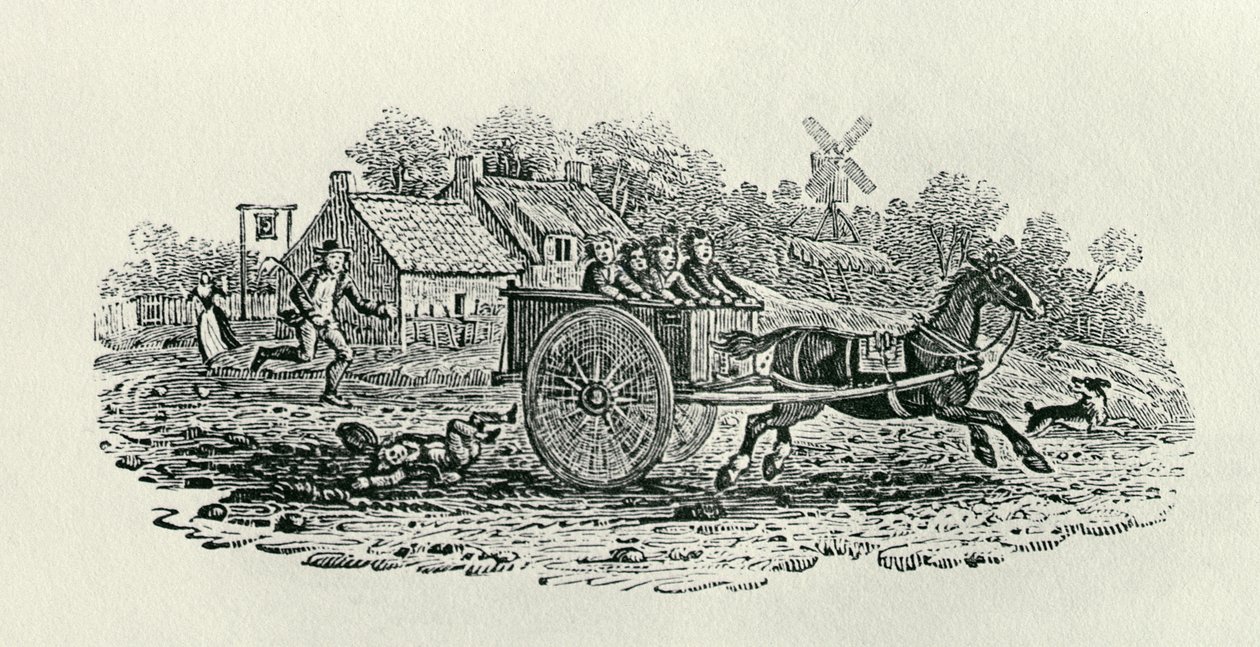Carrinho em fuga de &39;Land Birds, c. 1797 (gravura em madeira) de Thomas Bewick