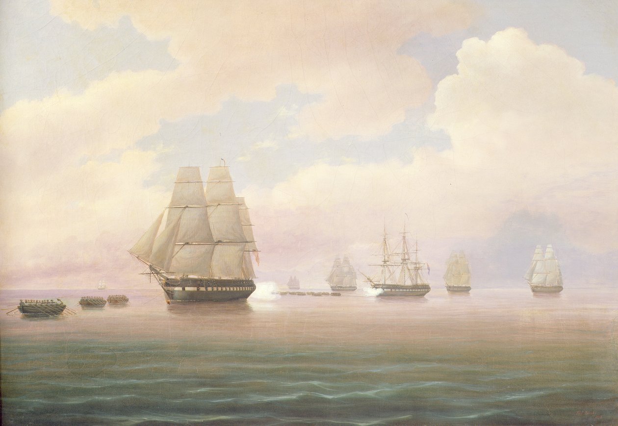Fuga da Constituição da Fragata dos EUA, 1838 de Thomas Birch