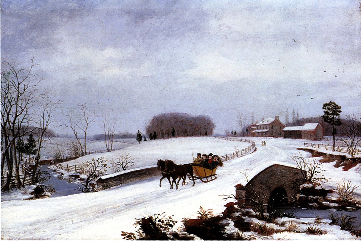 Trenó no inverno, 1832 de Thomas Birch