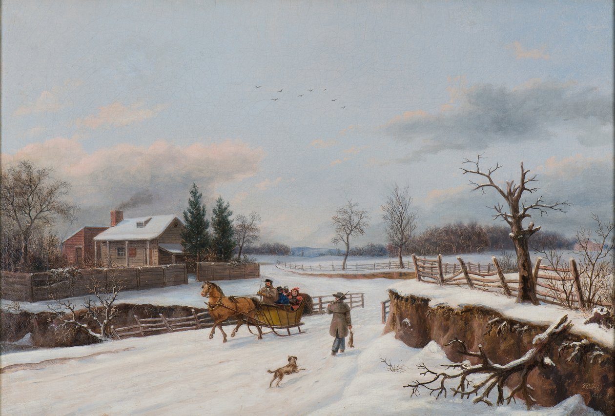 Cena de trenó perto de Filadélfia, 1841 de Thomas Birch