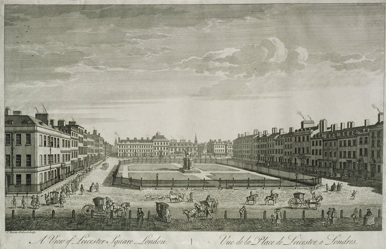 Vista da Praça Leicester, 1753 de Thomas Bowles