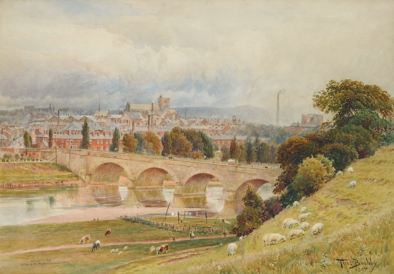 Carlisle de Rickerby Park no ano de seu Majestys Jubileu de diamante, 1897 (wc no papel) de Thomas Bushby