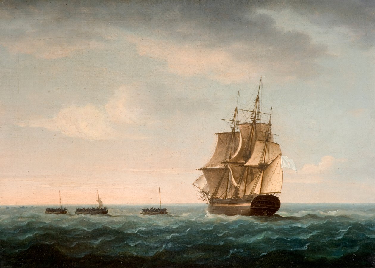 Resgate da Tripulação do Guardião por um Navio Mercante Francês em 2 de janeiro de 1790 de Thomas Buttersworth
