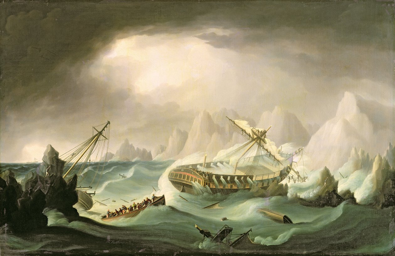 Naufrágio de uma costa rochosa de Thomas Buttersworth