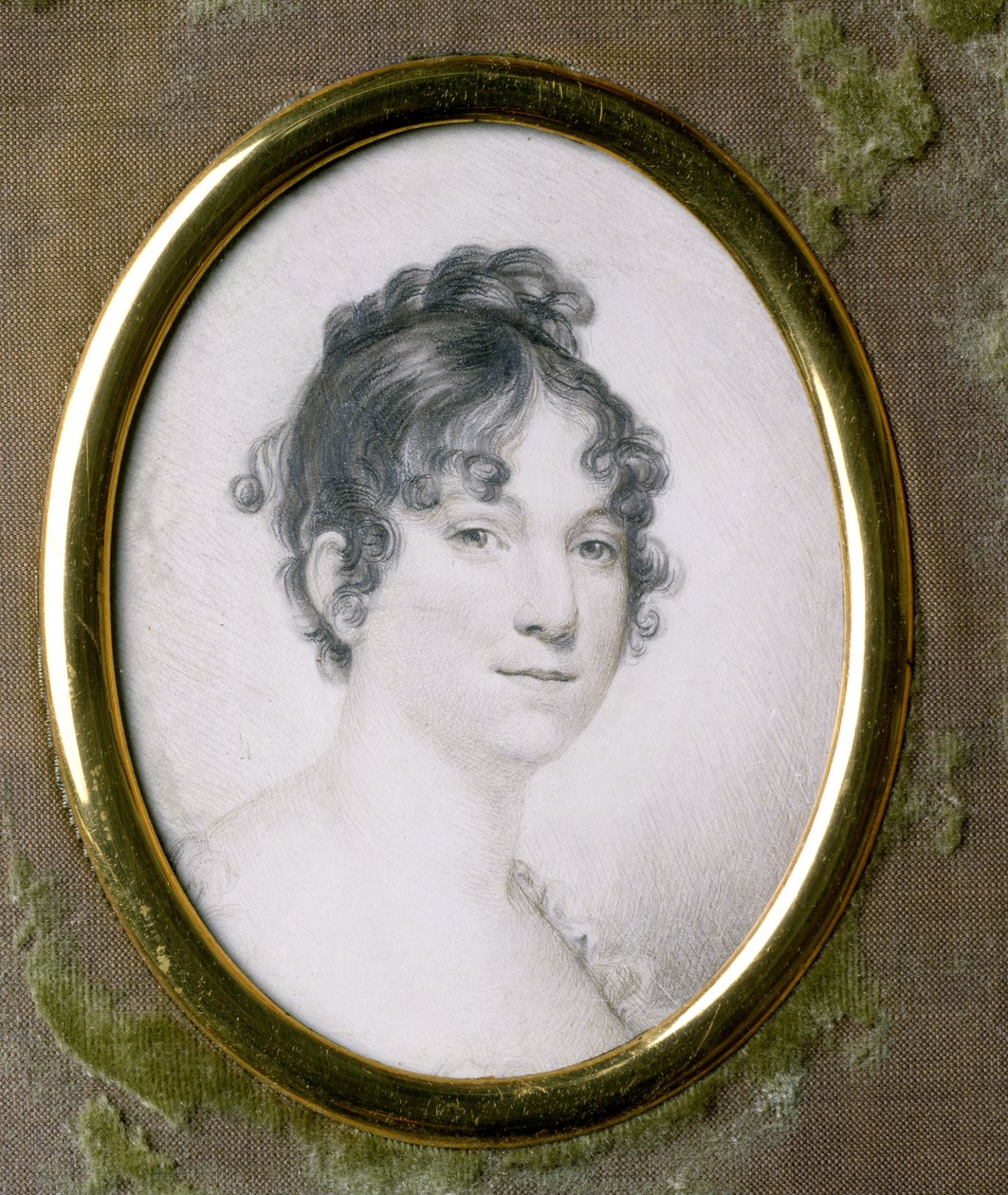 Dolley Madison (1768-1849) (lápis em marfim) de Thomas Christian Lubbers