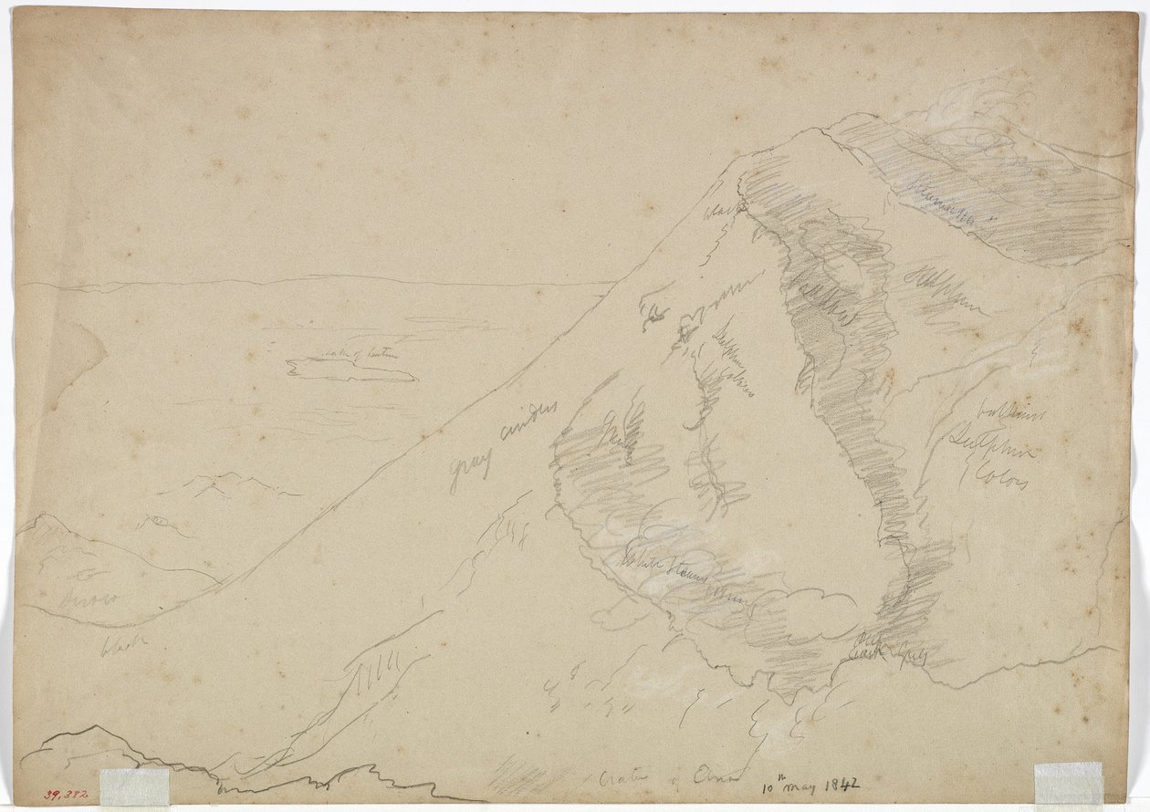 Cratera do Monte Aetna, 1842 (lápis com giz branco sobre papel) de Thomas Cole