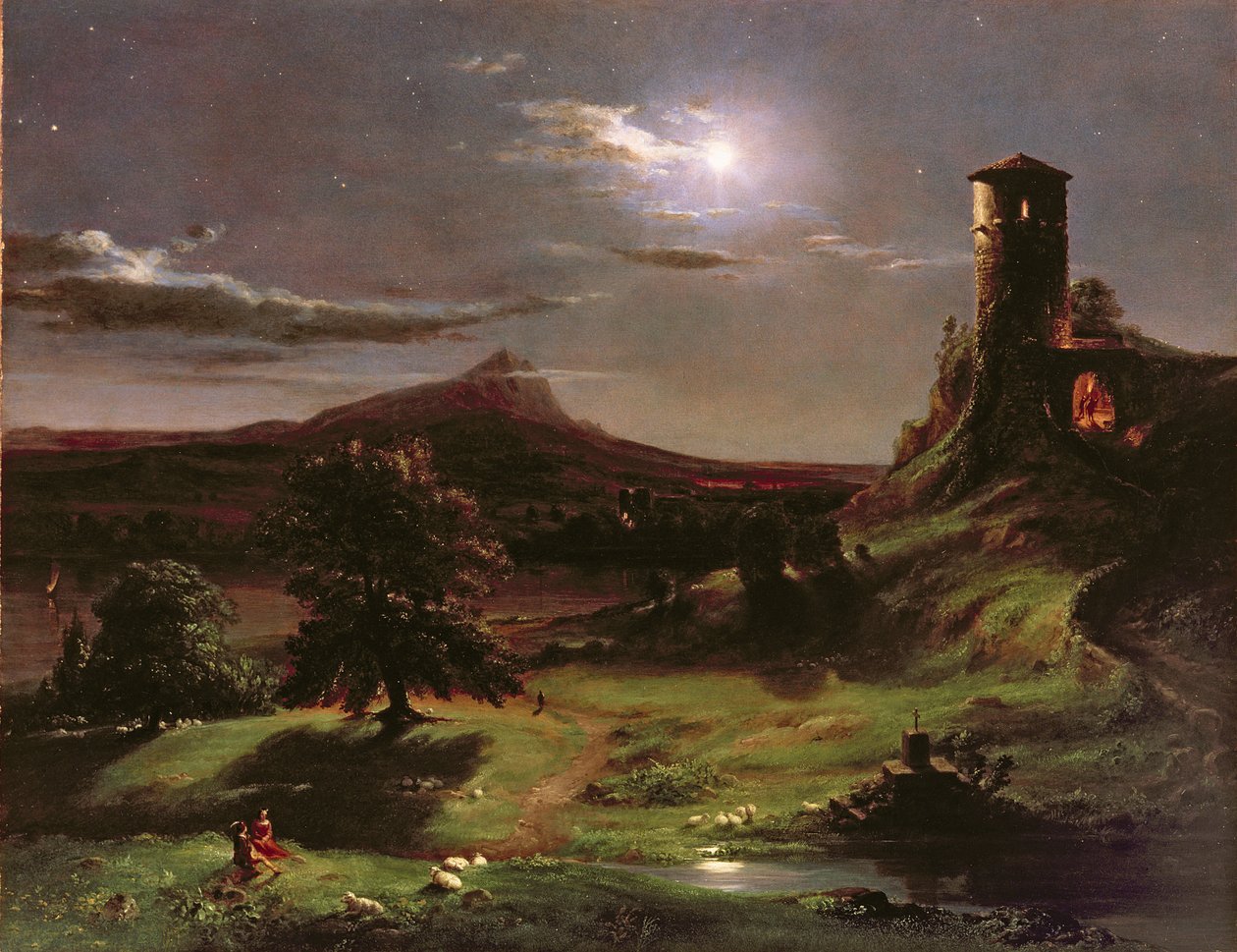 Paisagem (luar), c.1833-34 de Thomas Cole