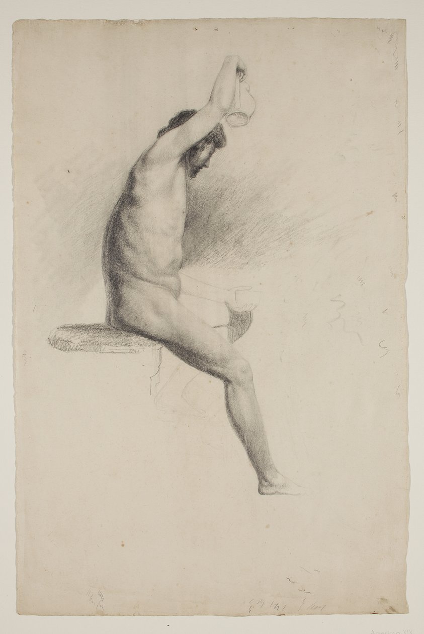 Figura masculina sentada nua, c.1832 de Thomas Cole