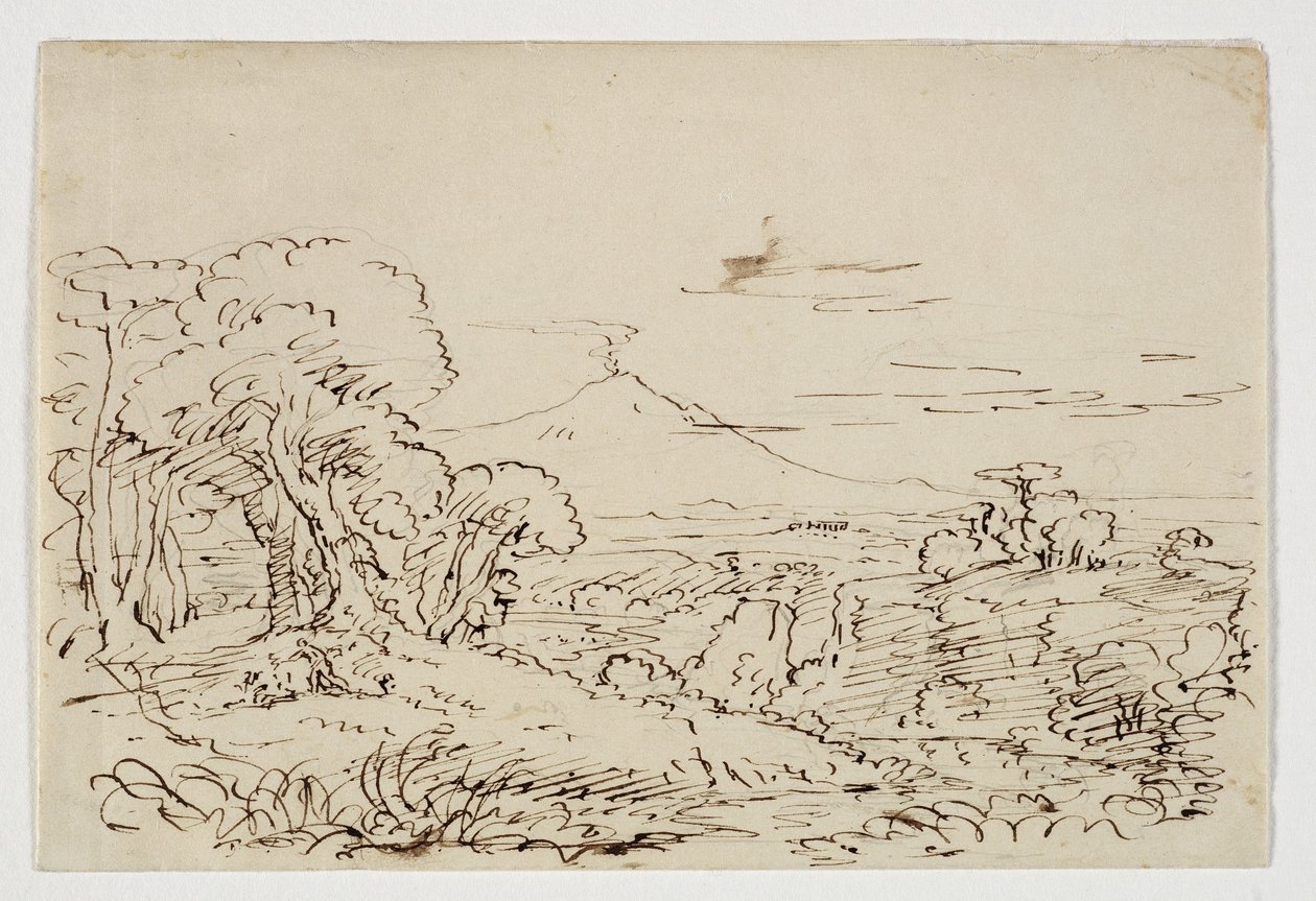 Prosperine Gathering Flowers no Vale de Enna, c.184647 (caneta e tinta sobre lápis sobre papel) de Thomas Cole
