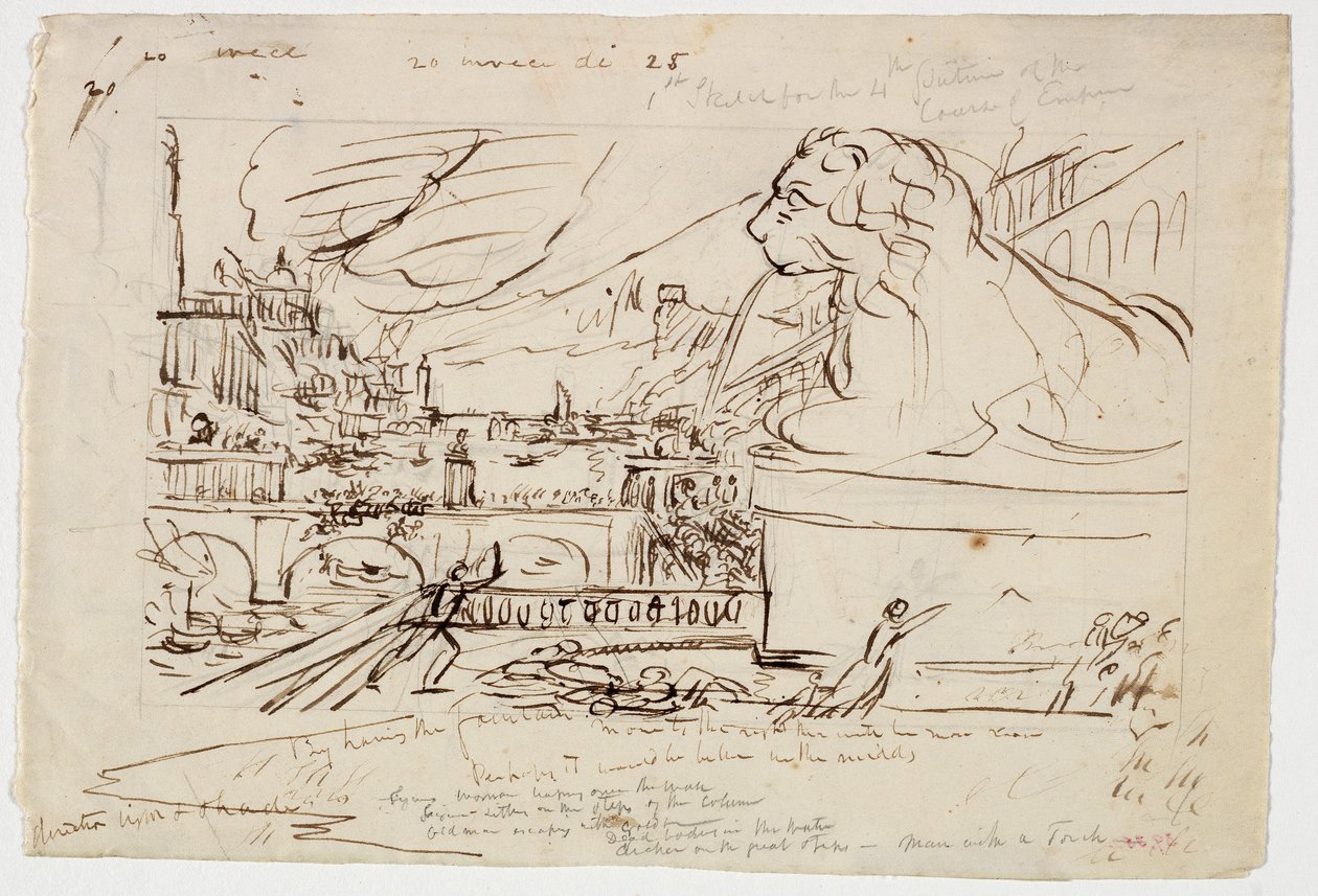 Sketch for Destruction, da série Curso de Império, c.1836 de Thomas Cole