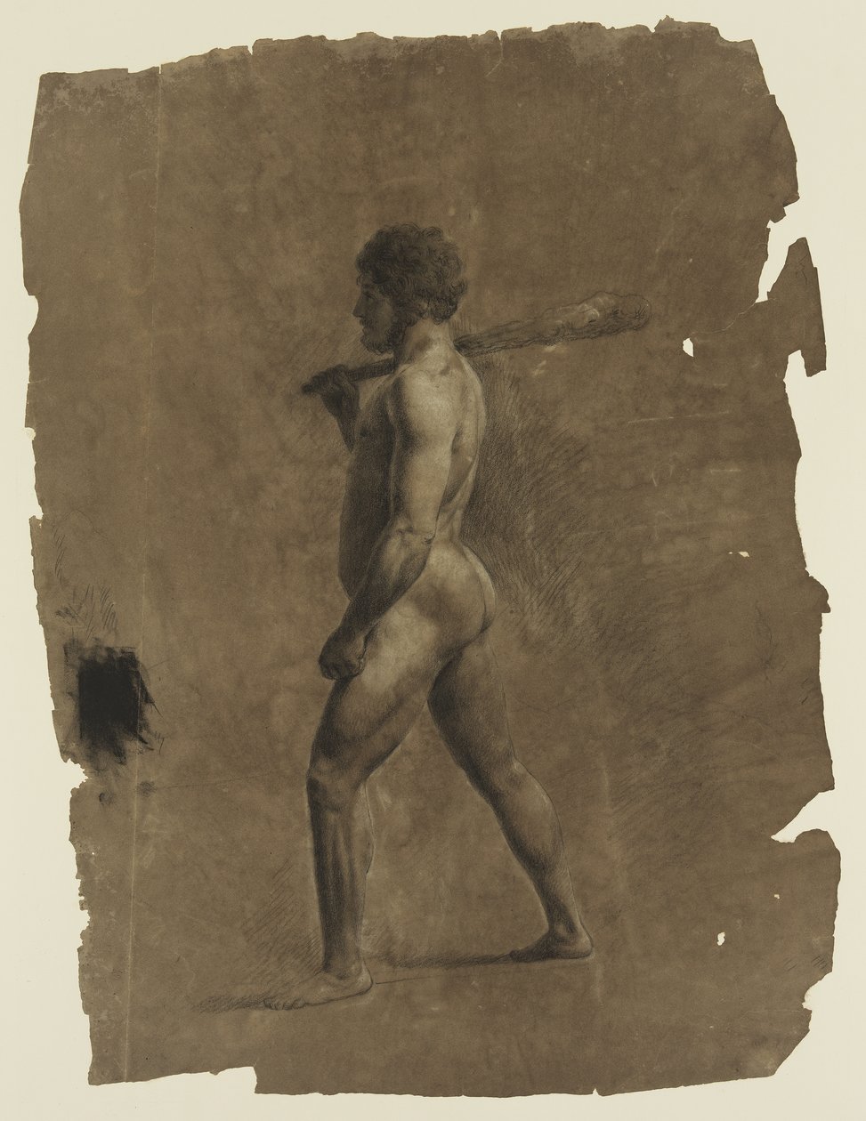 Em pé nu figura masculina (gizes em papel) de Thomas Cole