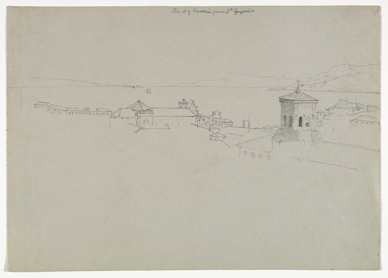 Estreito de Messina de San Gregorio, Messina, Sicília, 1842 de Thomas Cole