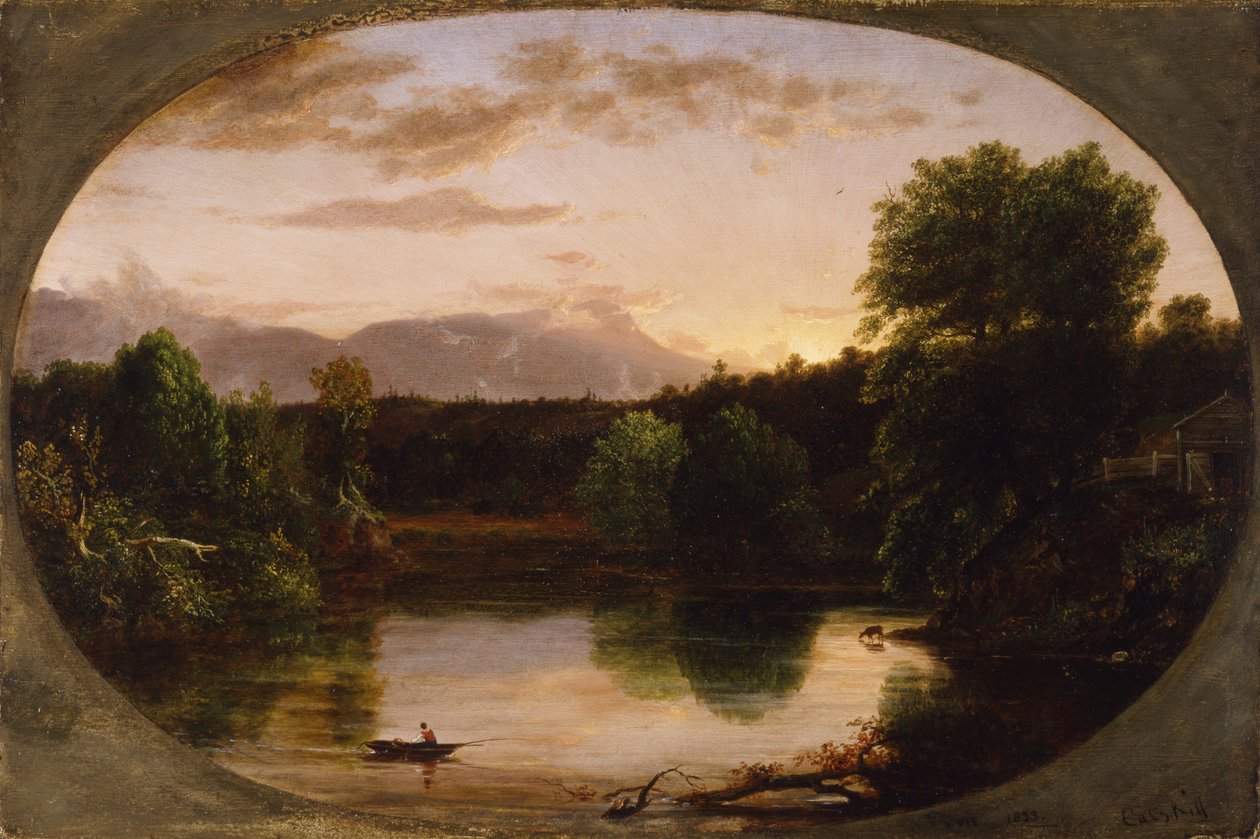 Pôr do sol, vista em Catskill Creek, 1833 de Thomas Cole