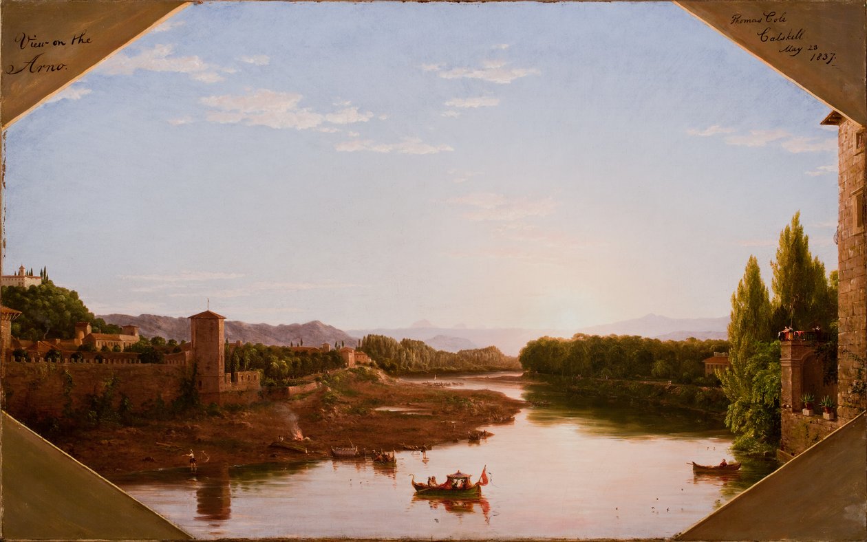 Vista sobre o Arno, perto de Florença, 1837 de Thomas Cole