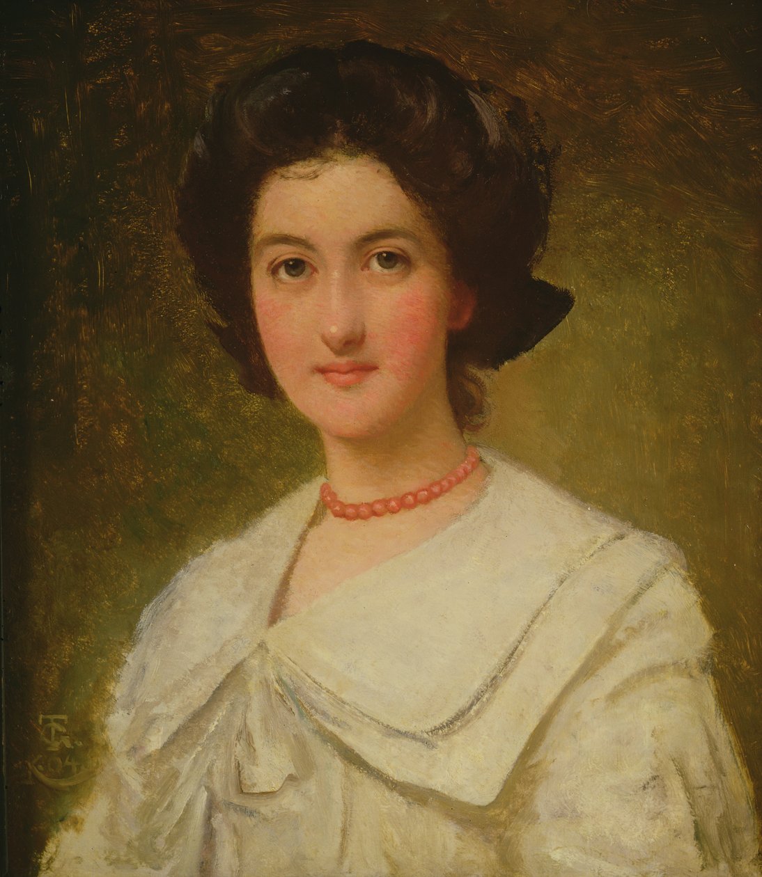 Retrato de uma senhora com um colar vermelho, 1904 de Thomas Cooper Gotch