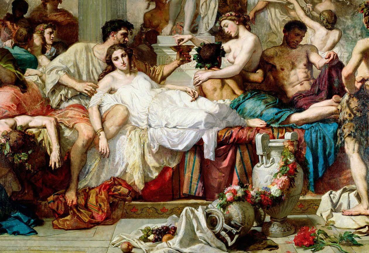 Os romanos da decadência, detalhe do grupo central, 1847 (detalhe de 36568) de Thomas Couture