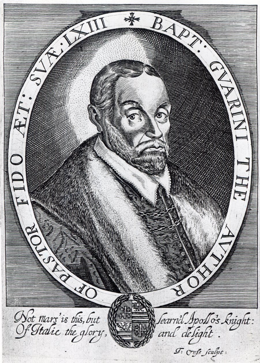 Battista Guarini, frontispício de &39;Il Pastor Fido&39;, 1647 de Thomas Cross