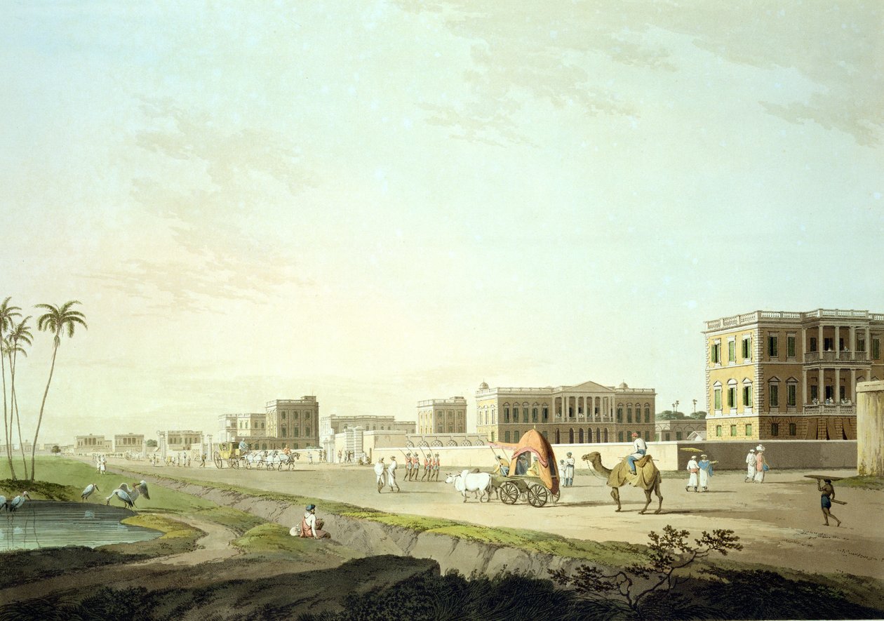Porto de Cheringhee, Calcutá, prato 32 de &39;Cenário Oriental: Vinte e quatro vistas no Hindoostan&39;, gravado por Thomas e William (1769-1837) Daniell, publicado em 1798 de Thomas Daniell