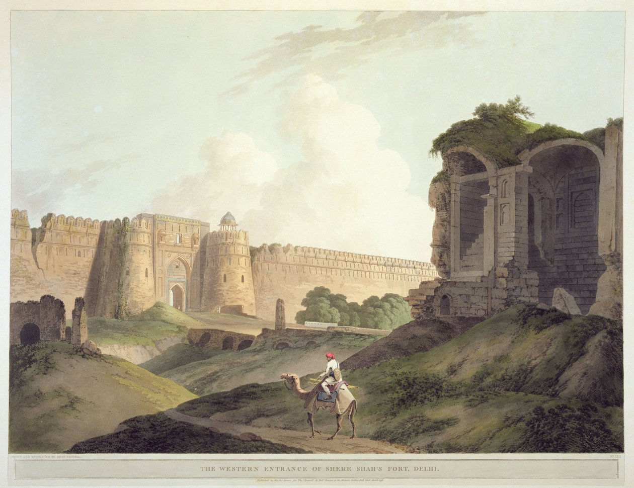 A Entrada Ocidental do Forte de Shere Shah, Delhi, de "Cenário Oriental: Vinte e Quatro Visões no Hindoostan", 1796 de Thomas Daniell