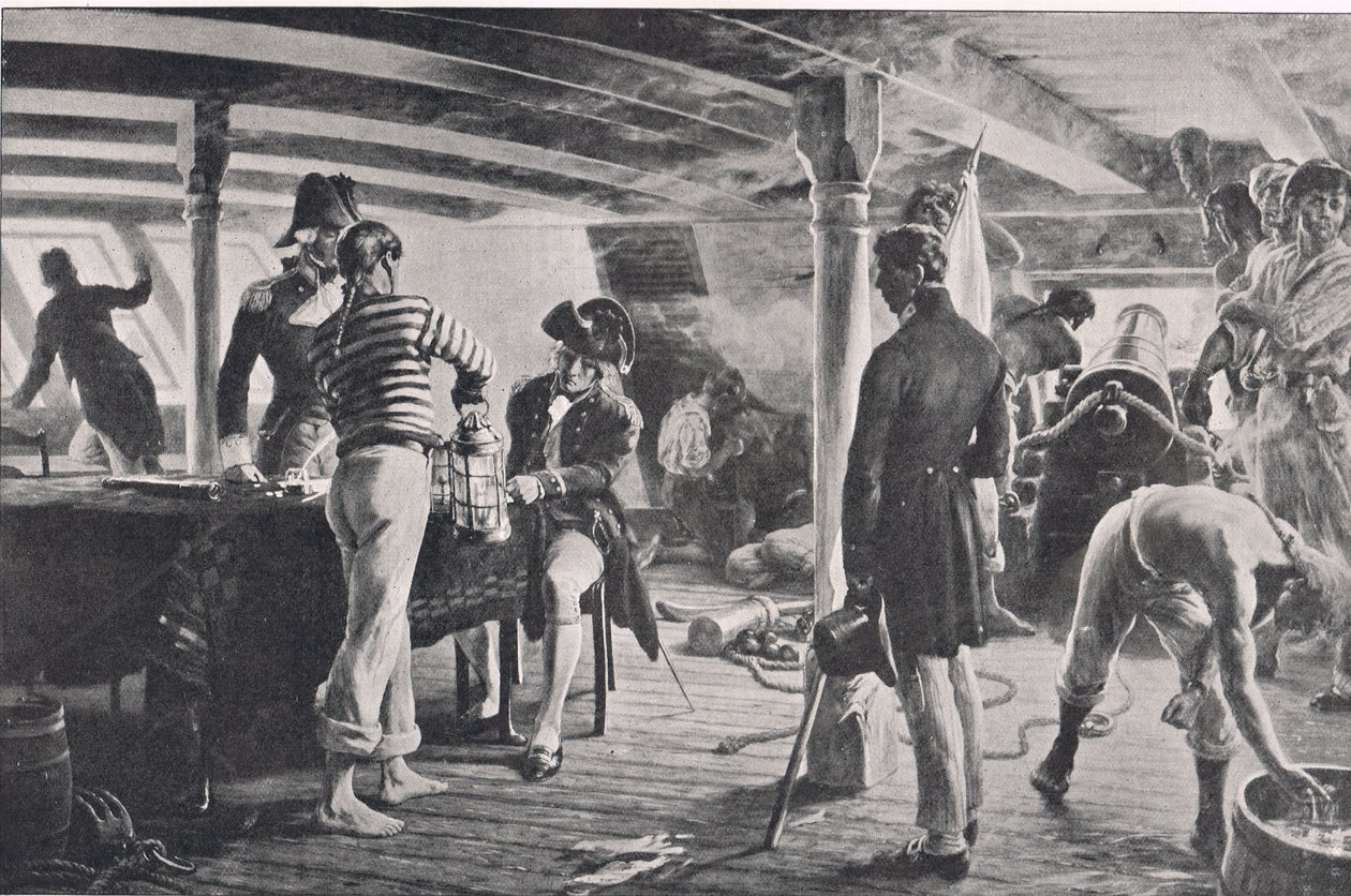 Nelson enviando sua mensagem histórica em Copenhague, ilustração de "Batalhas Britânicas na Terra e no Mar", publicada por Cassell, Londres, c.1910 de Thomas Davidson