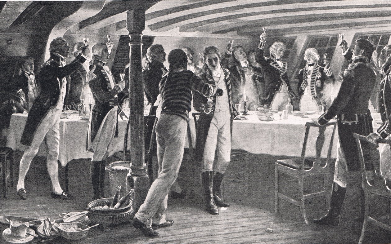 A noite antes da batalha de Copenhague, ilustração de "Batalhas britânicas na terra e no mar", publicada por Cassell, Londres, c.1910 de Thomas Davidson