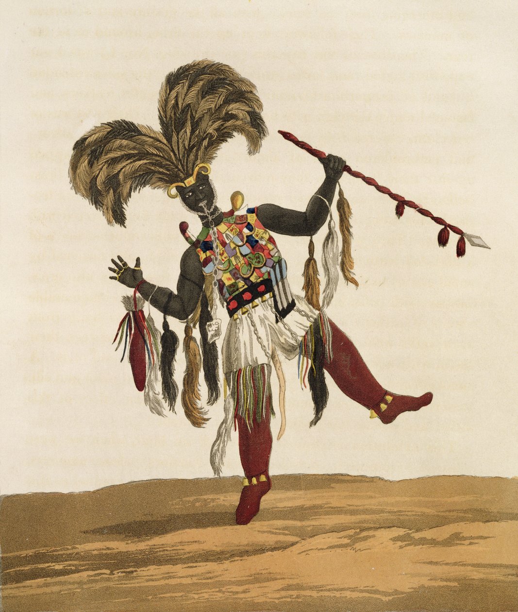 Um capitão em seu vestido de guerra, de &39;Missão de Cape Coast Castle para Ashantee&39;, publicado em 1819 de Thomas Edward Bowditch