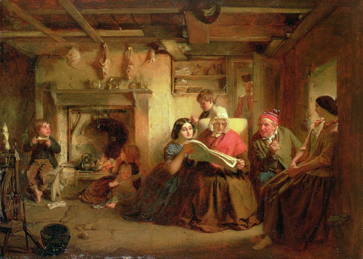 O retorno do soldado (óleo na placa preparada) de Thomas Faed