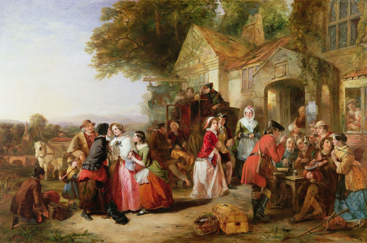 Viajantes fora de uma taverna, 1850 de Thomas Falcon Marshall