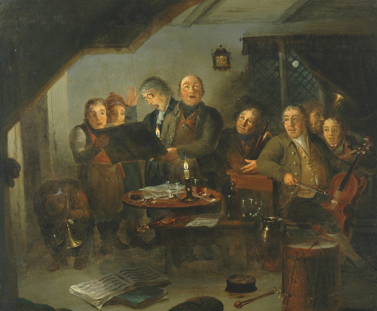 O Coro da Igreja Halifax praticando no Ring O Bells Inn, 1796 de Thomas Farrar