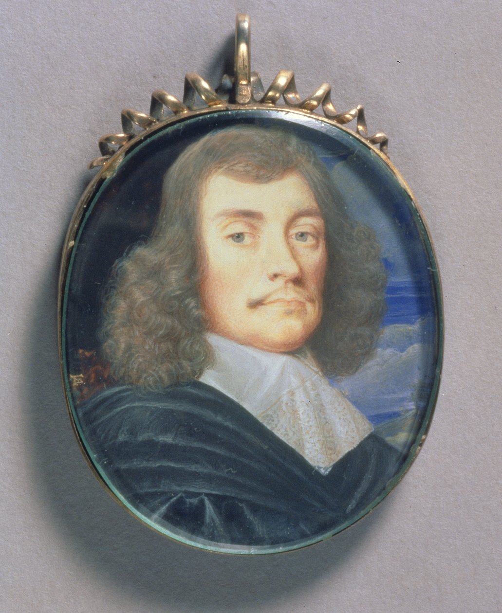 Miniatura do retrato de um homem, possivelmente Sir John Wildman, 1675 (wc em velino) de Thomas Flatman