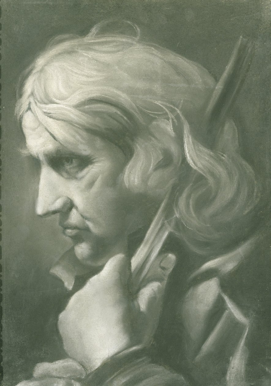 Um homem encostado em uma equipe, c.1760 (giz no papel) de Thomas Frye