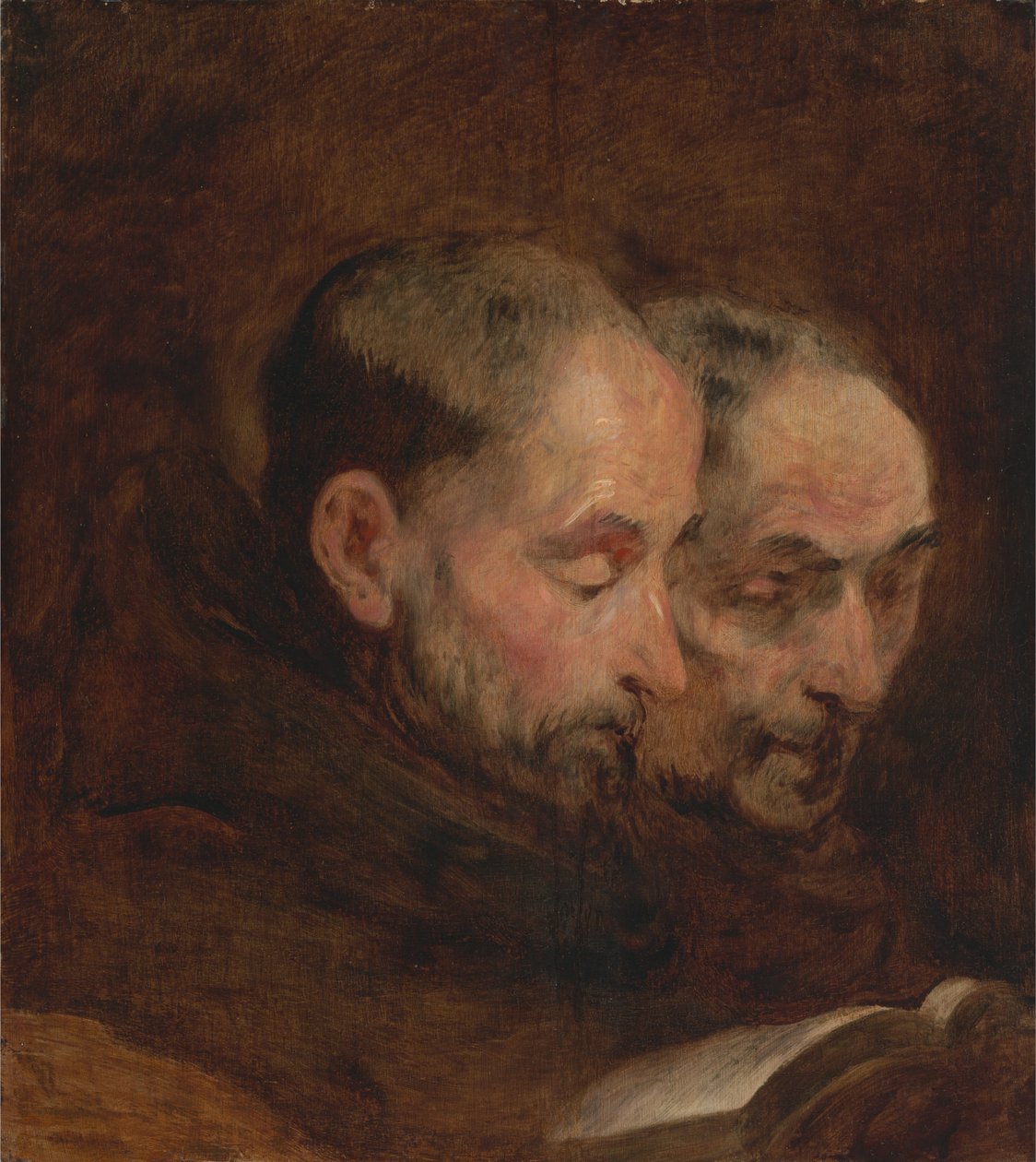 Uma cópia depois de uma pintura tradicionalmente atribuída a Van Dyck de dois monges lendo de Thomas Gainsborough