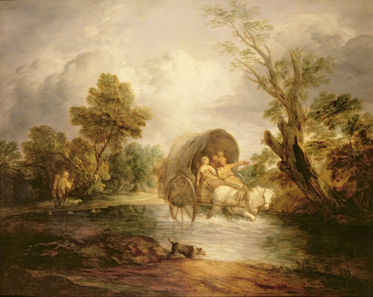 Um carro de campo cruzando um Ford, c.1786 de Thomas Gainsborough