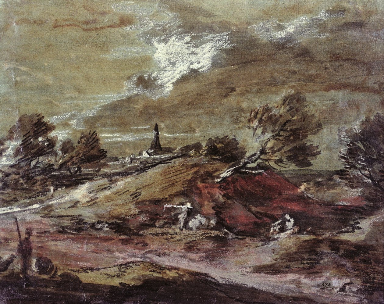 Landscape: Storm Effect, séc. XVIII (aguarela) de Thomas Gainsborough