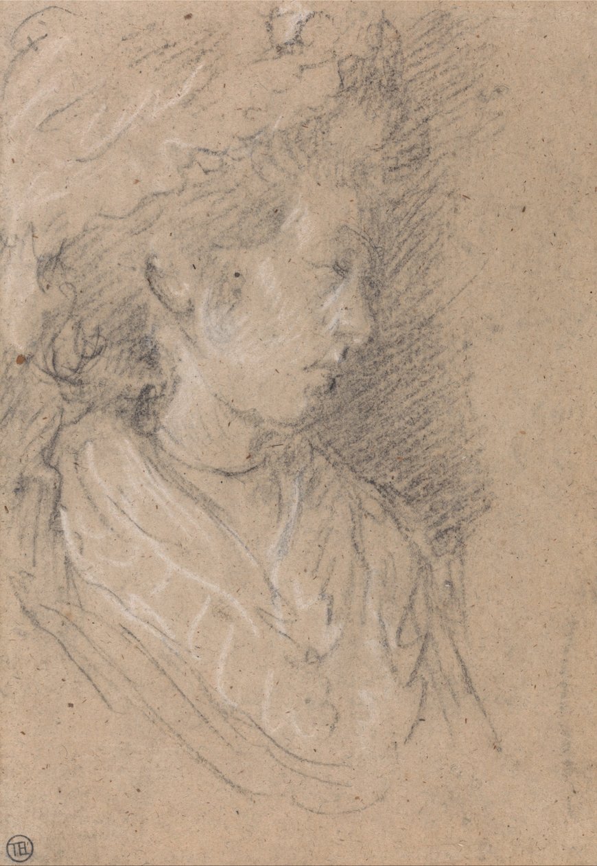 Estudo de uma mulher em um boné de máfia de Thomas Gainsborough