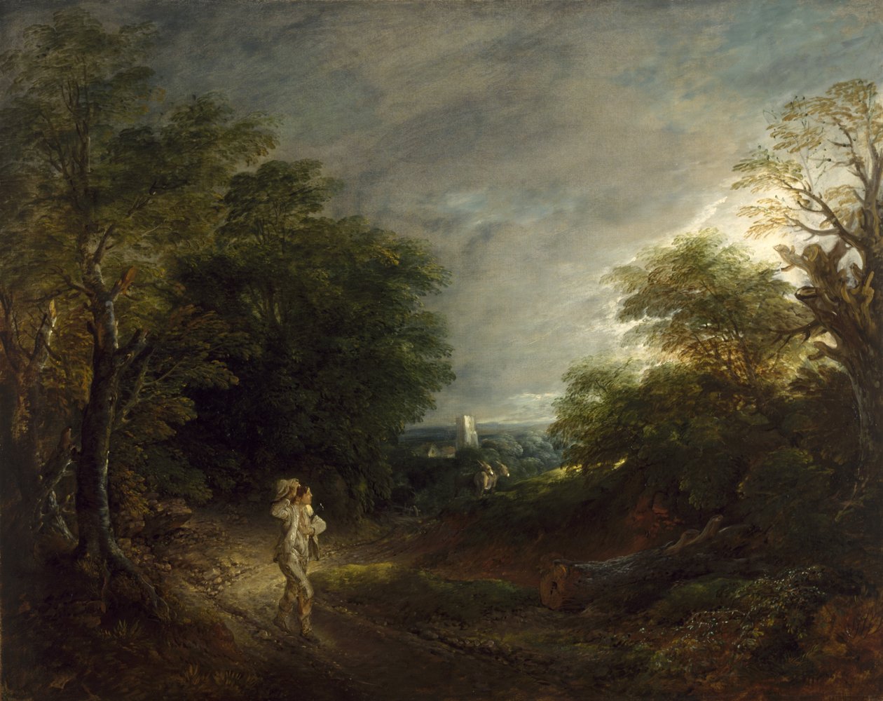 Paisagem arborizada com um lenhador, c.1762-63 de Thomas Gainsborough