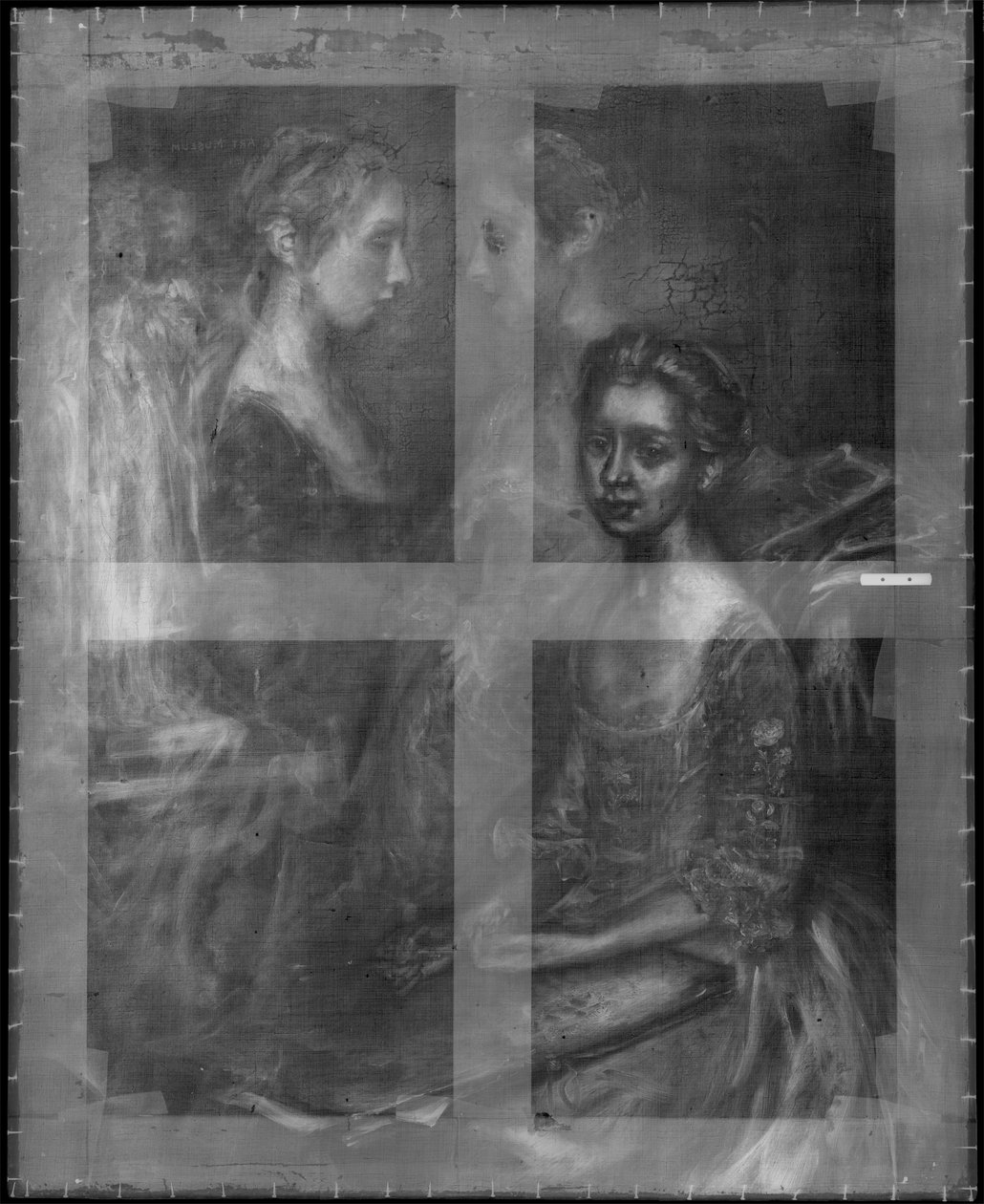 Imagem de raio-x do retrato das filhas dos artistas, c.1763-64 (veja igualmente 183440) de Thomas Gainsborough