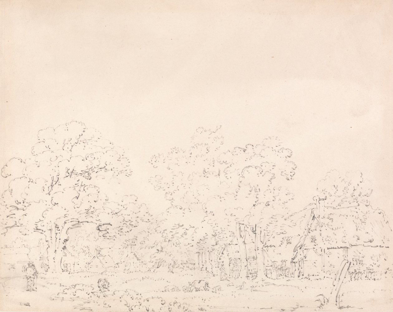Uma vila em uma floresta de Thomas Girtin