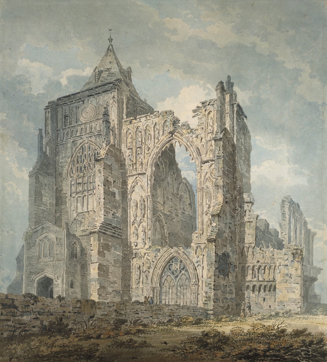 Crowland Abbey, Lincolnshire, 1793-94 (wc sobre lápis sobre papel) de Thomas Girtin