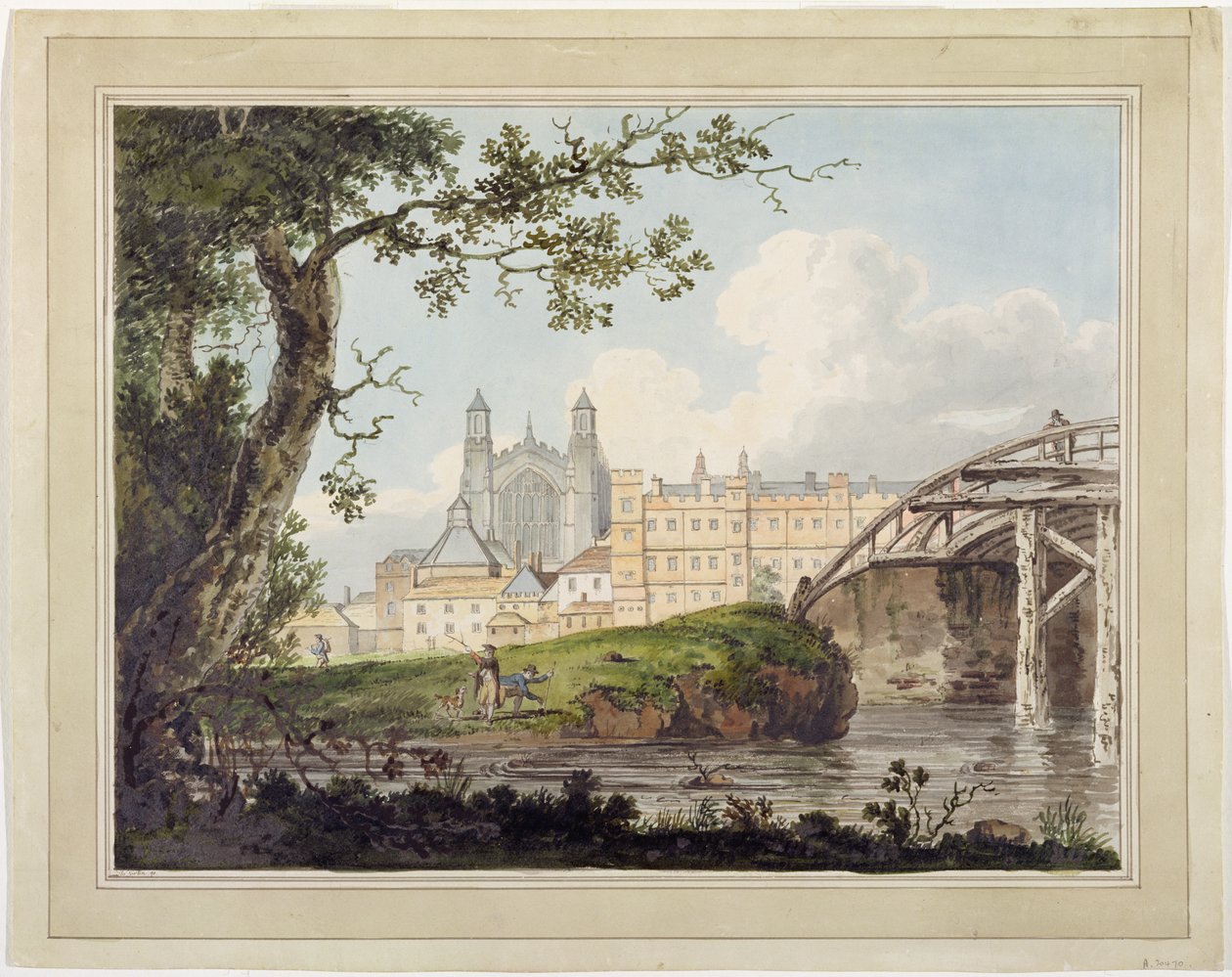 Colégio de Eton da estrada de Datchet, c.1790 (wc sobre o grafite no papel de wove) de Thomas Girtin