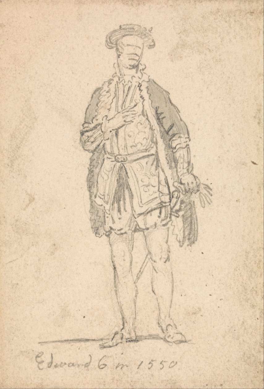 Figura Traje Estudo de Edward VI em 1550 de Thomas Girtin