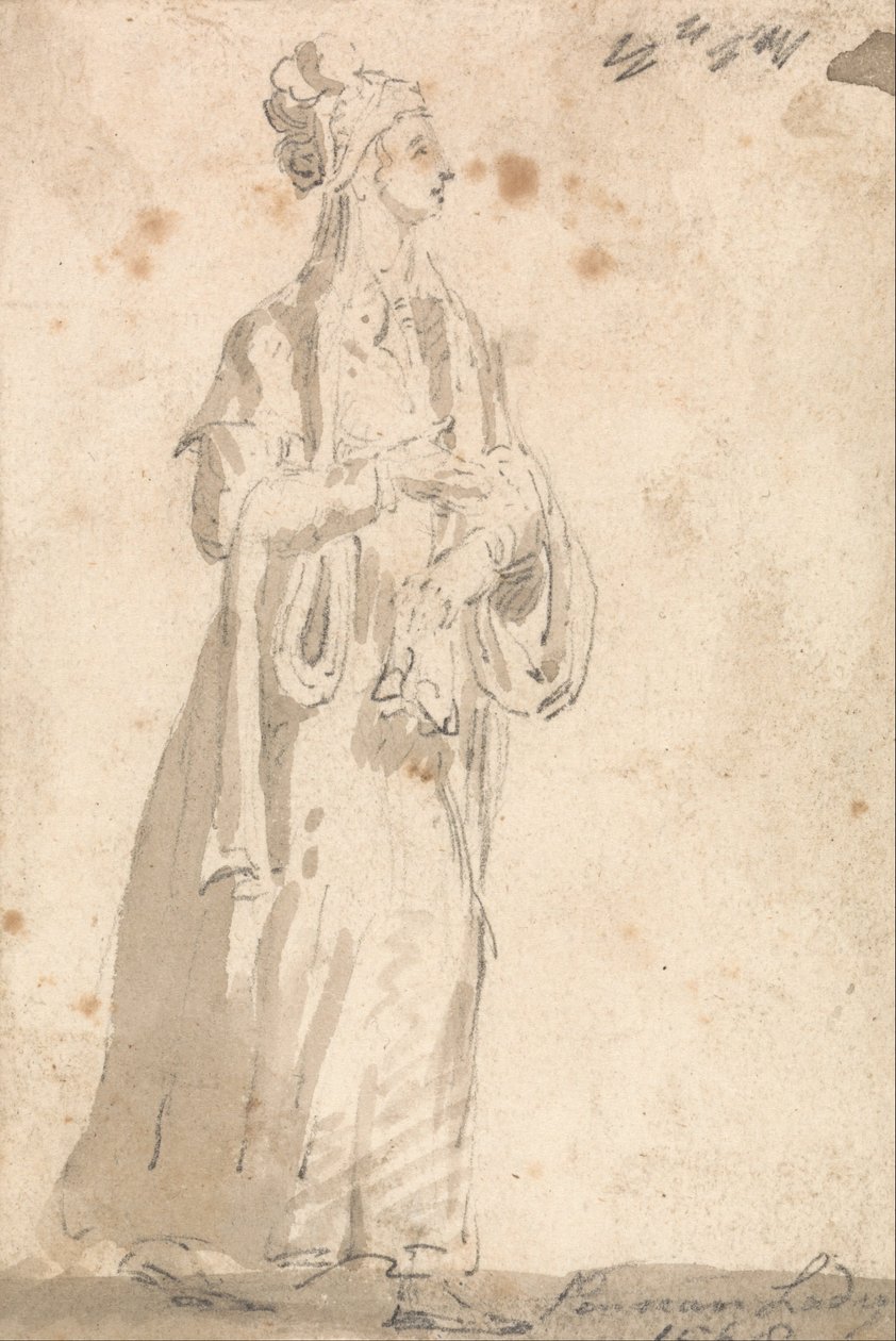 Figura Traje Estudo-Persa Lady em 1568 de Thomas Girtin