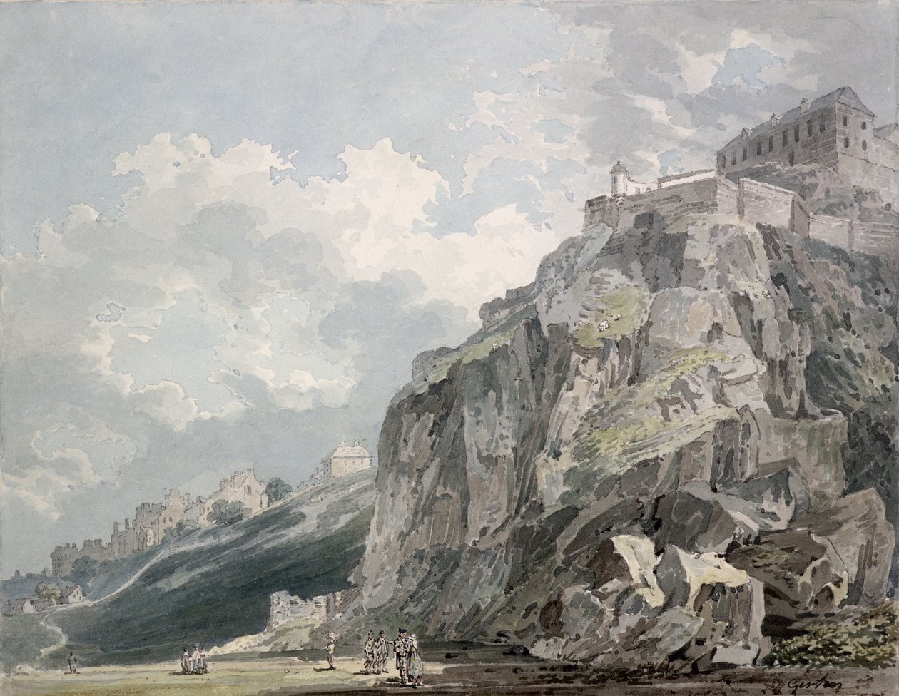 No.1187 A Rocha de Castelo, Edimburgo, c.1793 de Thomas Girtin