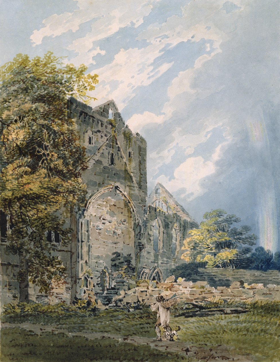 Abadia Pluscardine, Elgin, c.1793 (wc sobre lápis sobre papel) de Thomas Girtin