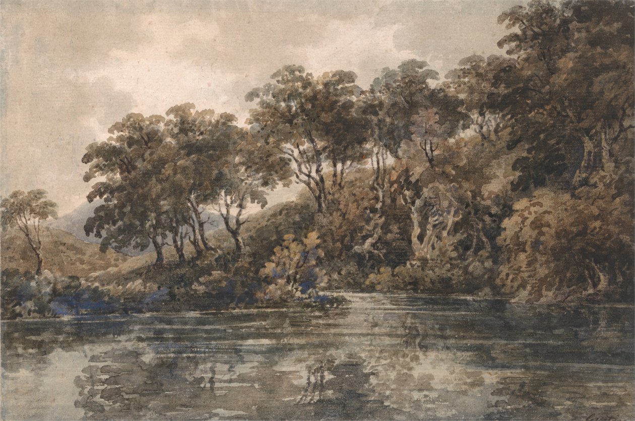 Árvores e lagoa perto de Bromley, Kent de Thomas Girtin